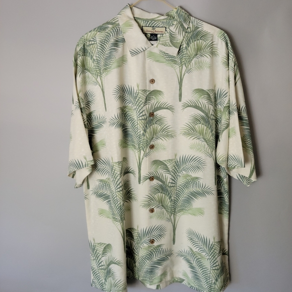 Tommy Bahama 100% silk men's Palm trees tropical Hawaii luau shirt - Picture 1 of 5